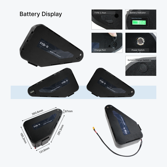 72V 20Ah Triangle Battery LG Cells Hard Case Waterproof Type-C Charging Port New Model My Perfect Ebike