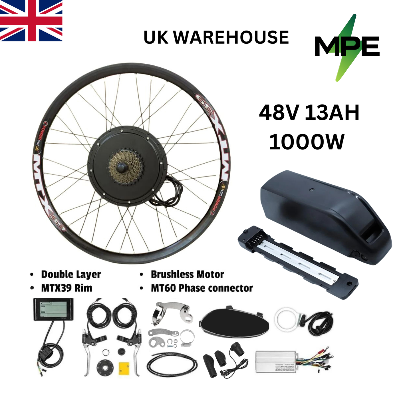 48v 1000w electric bicycle kit with battery 48V 1000W Full Ebike Motor Kit Combo (Includes battery) UK STOCK