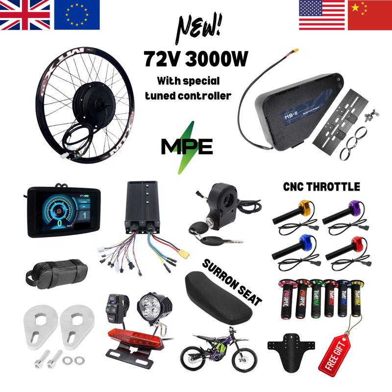 NEW 72V 3000W EBIKE KIT WITH EXCLUSIVE TUNED CONTROLLER