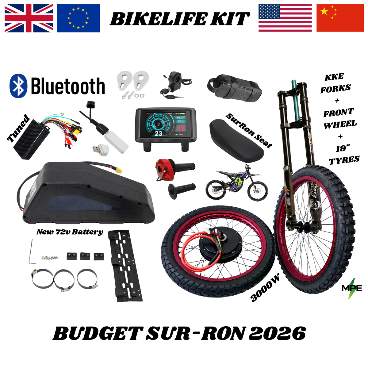 72V 3000W 19" NEW EBIKE BIKELIFE KIT BUDGET SURRON 2026